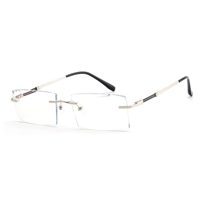 Model 8115 2022 New Business Men Rimless Myopia Minus Sight Glasses Fashion Eyeglasses Optical Lenses Anti Blue Light Custom Recipe Eyewear