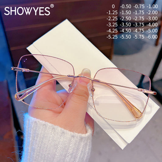 Model 689 Casual Oversized Women Myopia Glasses Blue Light Blocking Fashion Eyeglasses Big Optical Lenses Customized Prescription Eyewear