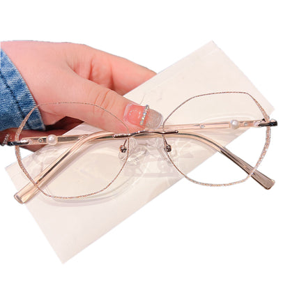 Model 8007 Anti Blue Light Filter Rimless Women Eyeglasses Myopia Prescription Women's Pearl Accessory Glasses Anti UV400 Lady Eyewear