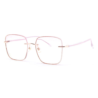 Model 8016 Oversized Custom Myopia Prescription Glasses Blue Light Blocking Eyeglasses for Women Frameless Women's 2022 Trend Pink Eyewear