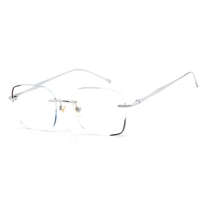 Model 1052 New Rimless Anti Blue Light Men Myopia Titanium Glasses Personality Black Edge Ti Computer Eyeglasses Men's Prescription Eyewear