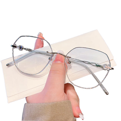 Model 1097 Big Size Luxury Rimless Myopia Women's Eyeglasses Lady Computer Custom Prescription Eyewear Optical Lenses for Women Glasses