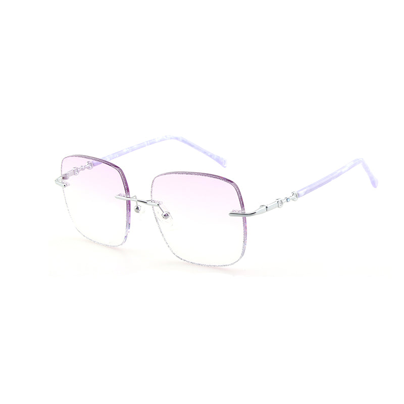 Model 8130 New Oversized Square Anti Blue Light Myopia Women's Eyeglasses Lady Prescription Eyewear Noble Purple Lenses and Temples Glasses