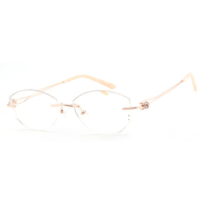 Model 1096 Oversized Anti Blue Light Filter Rimless Myopia Glasses Women Computer Eyeglasses Customized Rhinestone Elegant Lady Eyewear