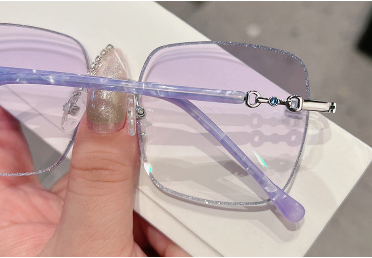 Model 8130 New Oversized Square Anti Blue Light Myopia Women's Eyeglasses Lady Prescription Eyewear Noble Purple Lenses and Temples Glasses