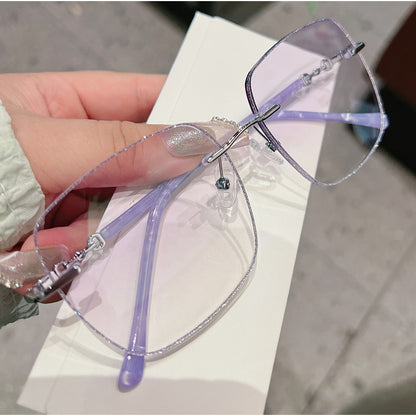 Model 8130 New Oversized Square Anti Blue Light Myopia Women's Eyeglasses Lady Prescription Eyewear Noble Purple Lenses and Temples Glasses