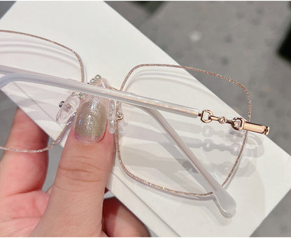 Model 8130 New Oversized Square Anti Blue Light Myopia Women's Eyeglasses Lady Prescription Eyewear Noble Purple Lenses and Temples Glasses