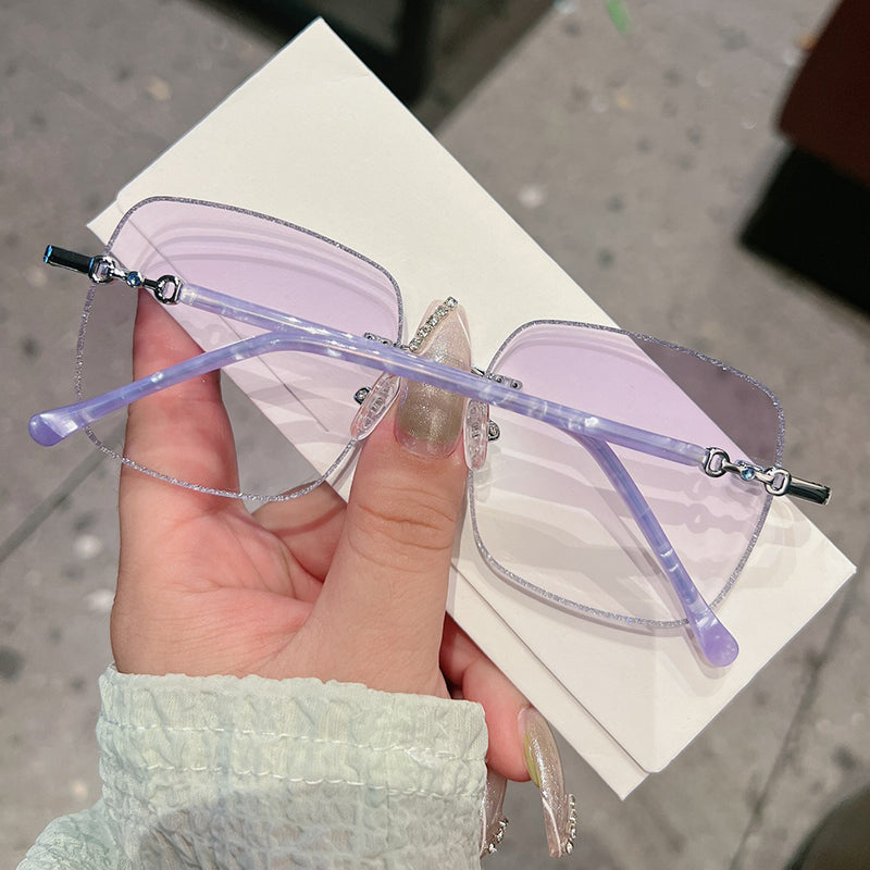 Model 8130 New Oversized Square Anti Blue Light Myopia Women's Eyeglasses Lady Prescription Eyewear Noble Purple Lenses and Temples Glasses