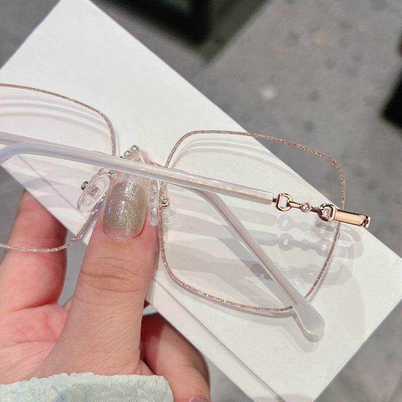 Model 8130 New Oversized Square Anti Blue Light Myopia Women's Eyeglasses Lady Prescription Eyewear Noble Purple Lenses and Temples Glasses