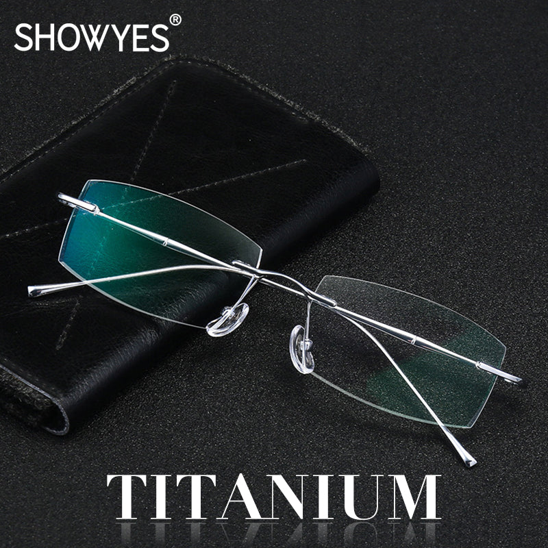 Model DG202 High Clear Men Titanium Glasses Simplicity Business Style Anti Blue Light Framless Myopia Eyeglasses Ti Customized Prescription