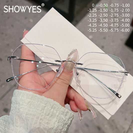 Model 8128 New Oversized Oval Anti Blue Light Prescription Women's Eyeglasses Ultralight and Simple Temples Myopia Zero Decorative Eyewear