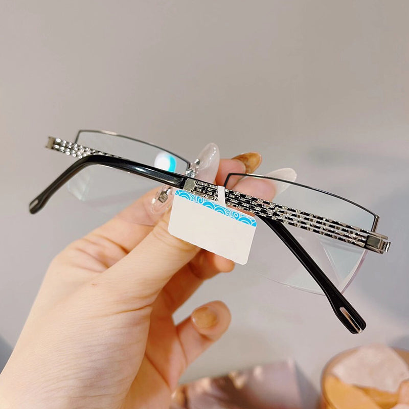 Model 1025 Business Style Anti Blue Light Filter Myopia Glasses Men Rimless Computer Eyeglasses Customized CYL Eyewear Diamond Cutting