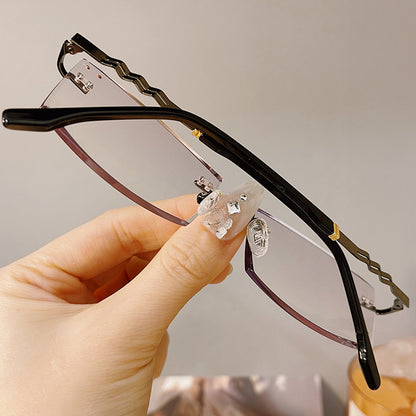 Model 1120 Gradient Anti Blue Light Rimless Glasses Myopia Men Business Eyeglasses Frameless Diamond Cutting Bluelight Blocking Eyewear