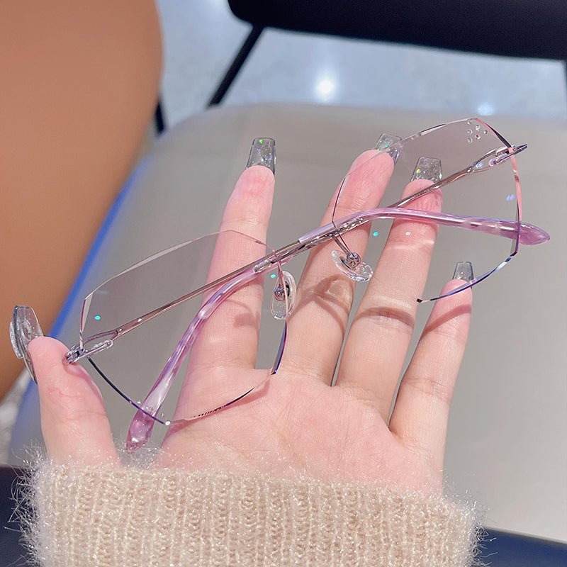 Model  6011-7011 SHOWYES UltraLight Rimless Titanium Women Myopia Glasses Anti Blue Light Prescription Eyeglasses Customized Spectacles Eyewear