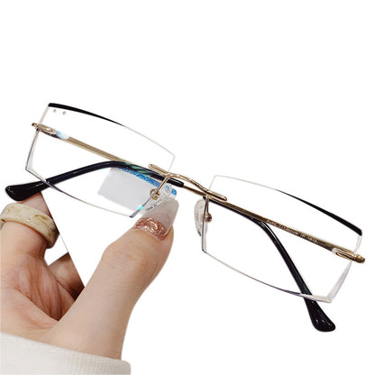 Model  1812 2020 NEW Anti Blue Light Men Titanium Rimless Myopia Glasses Simple And Generous Lens Prescription Diamond Cutting Eyeglasses