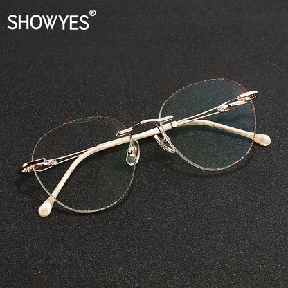 Model DG115 SHOWYES Oversized Oval Women Myopia Glasses Pectacles Optical Lenses Prescription Eyeglasses Hot Classic Ultralight Rimless