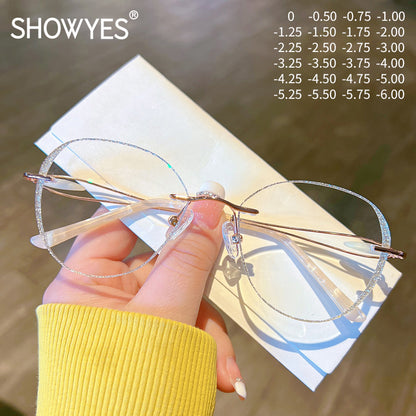 Model 1056 High Clear Lenses Blue Light Filter Myopia Women Glasses Women's Round Transparent Prescription Eyeglasses Lady Computer Eyewear