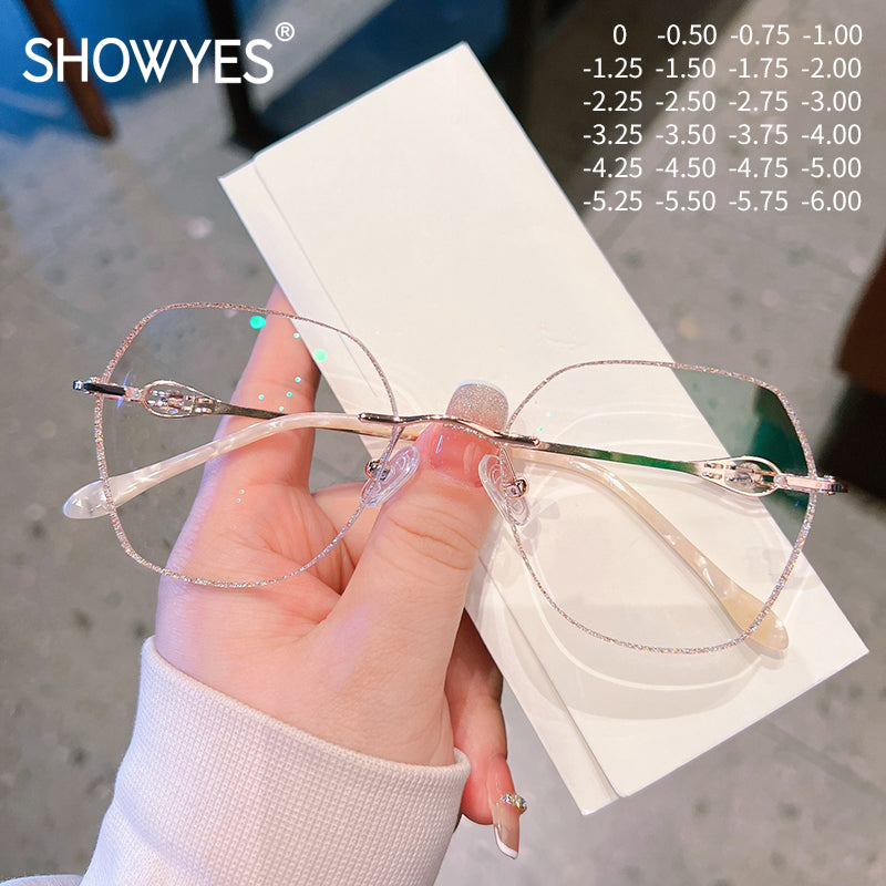 Model 1066 Oversized Myopia Women's Blue Light Glasses Frame with Large Diamond Accessories Prescription Eyeglasses Optical Lenses for Lady