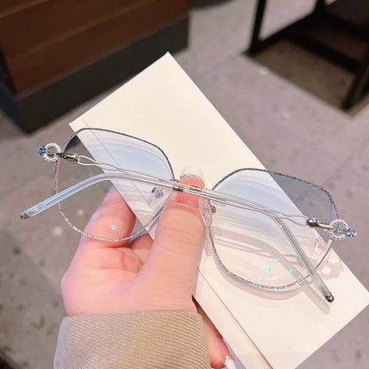 Model 1097 Big Size Luxury Rimless Myopia Women's Eyeglasses Lady Computer Custom Prescription Eyewear Optical Lenses for Women Glasses