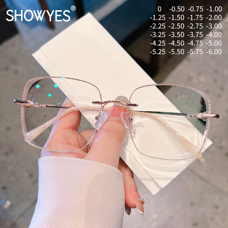 Model 1098S Oversized Square Glasses Frame Blue Light Blocking Myopia Women Computer Eyeglasses with Jade Accessories Prescription Eyewear