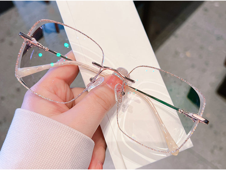 Model 1098S Oversized Square Glasses Frame Blue Light Blocking Myopia Women Computer Eyeglasses with Jade Accessories Prescription Eyewear