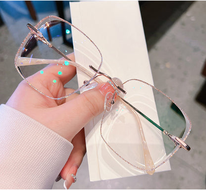 Model 1098S Oversized Square Glasses Frame Blue Light Blocking Myopia Women Computer Eyeglasses with Jade Accessories Prescription Eyewear