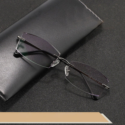 Model DG109 SHOWYES Titanium Myopia Rimless Glasses Men Custom Prescription Optical Eyeglasses for Man Graduated Lenses Eyewear