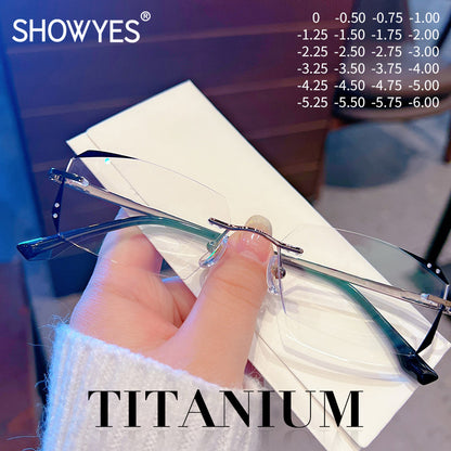 Model 1945 Anti Blue Light Rimless Myopia Ti Glasses Men Gentleman Style Titanium Prescription Eyeglasses optical lenses for men Eyewear