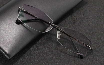 Model DG109 SHOWYES Titanium Myopia Rimless Glasses Men Custom Prescription Optical Eyeglasses for Man Graduated Lenses Eyewear