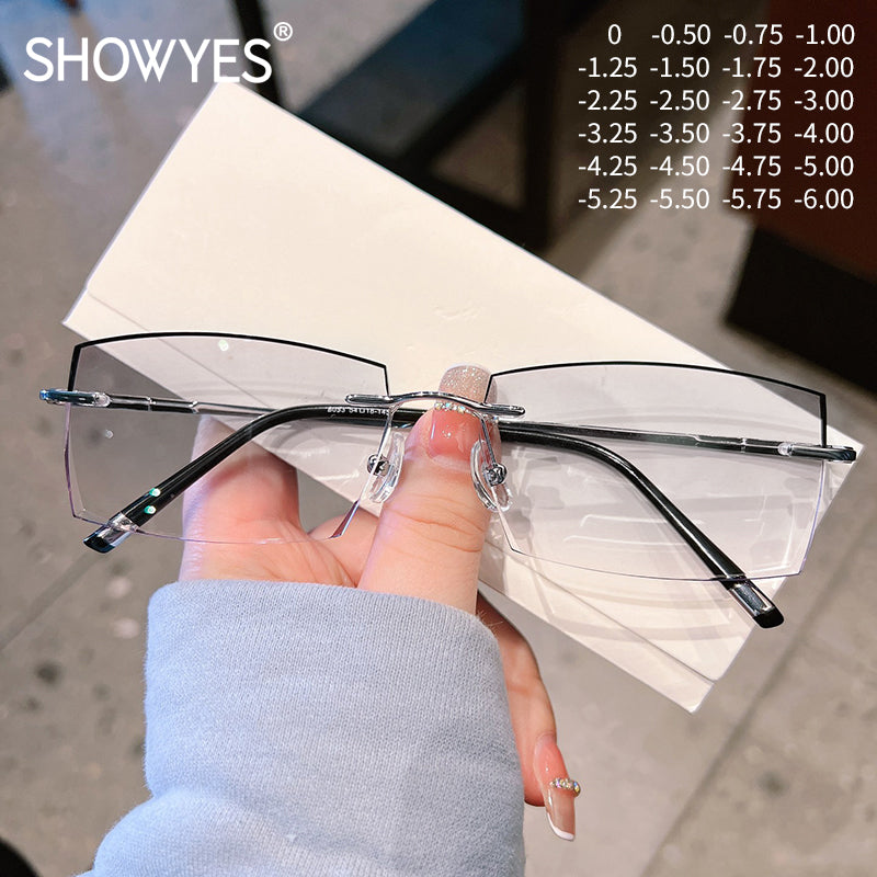 Model 5053 2022 New Business Men Blue Light Filter Glasses Men Myopia Tinted Eyeglasses Prescription Nearsighted Frameless Male Eye Eyewear