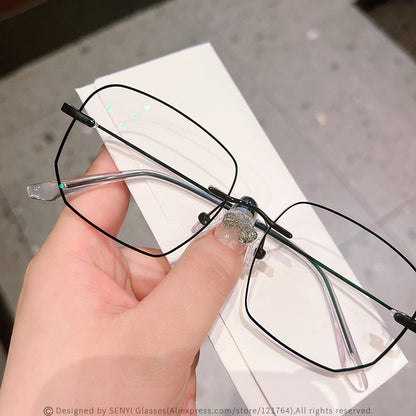 Model 717B 2022 New in Rimless Bluelight Blocking Myopia Men's Glasses Frameless Dyed Black Border Computer Prescription Eyeglasses Optical