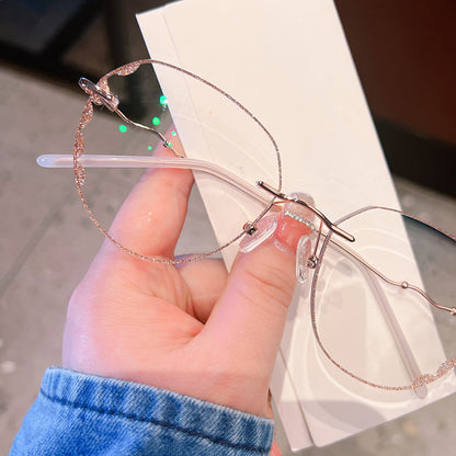 Model 7822 Anti Blue Light Filter Rimless Computer Eyeglasses Myopia Women Simple and Generous Very Light Glasses Frame Lady Eyewear