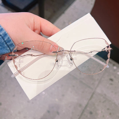 Model 7822 Anti Blue Light Filter Rimless Computer Eyeglasses Myopia Women Simple and Generous Very Light Glasses Frame Lady Eyewear