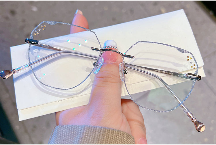 Model 8003 High Clear Lens Women's Frameless Anti Blue Light Myopia Women Customized Eyewear Simple and Generous Prescription Eyeglasses