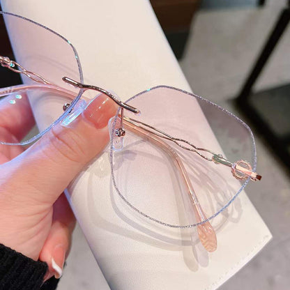 Model 8011 Oversized Blue Light Blocking Women's Glasses Myopia Women Eyeglass Optical Lady Rose Gold Diamond Cutting Prescription Eyewear