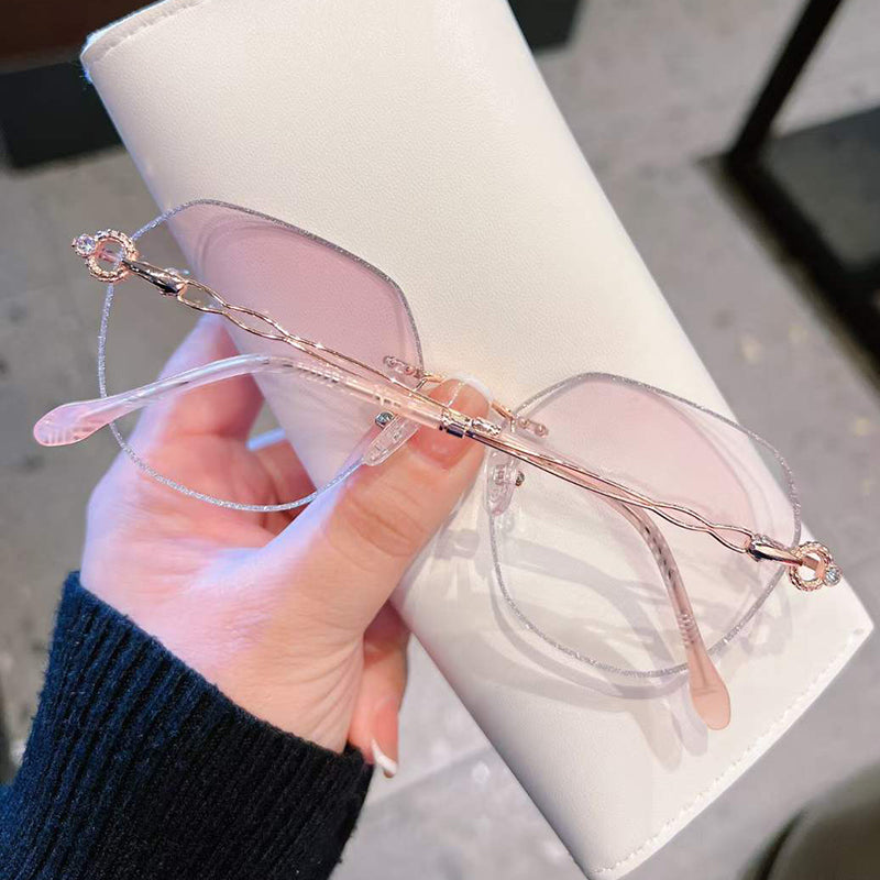 Model 8011 Oversized Blue Light Blocking Women's Glasses Myopia Women Eyeglass Optical Lady Rose Gold Diamond Cutting Prescription Eyewear