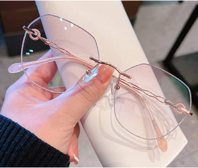 Model 8011 Oversized Blue Light Blocking Women's Glasses Myopia Women Eyeglass Optical Lady Rose Gold Diamond Cutting Prescription Eyewear