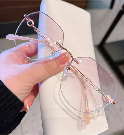 Model 8011 Oversized Blue Light Blocking Women's Glasses Myopia Women Eyeglass Optical Lady Rose Gold Diamond Cutting Prescription Eyewear