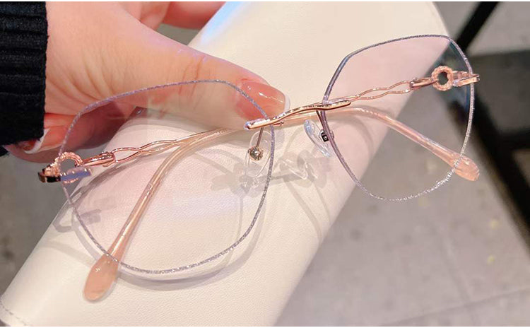 Model 8011 Oversized Blue Light Blocking Women's Glasses Myopia Women Eyeglass Optical Lady Rose Gold Diamond Cutting Prescription Eyewear