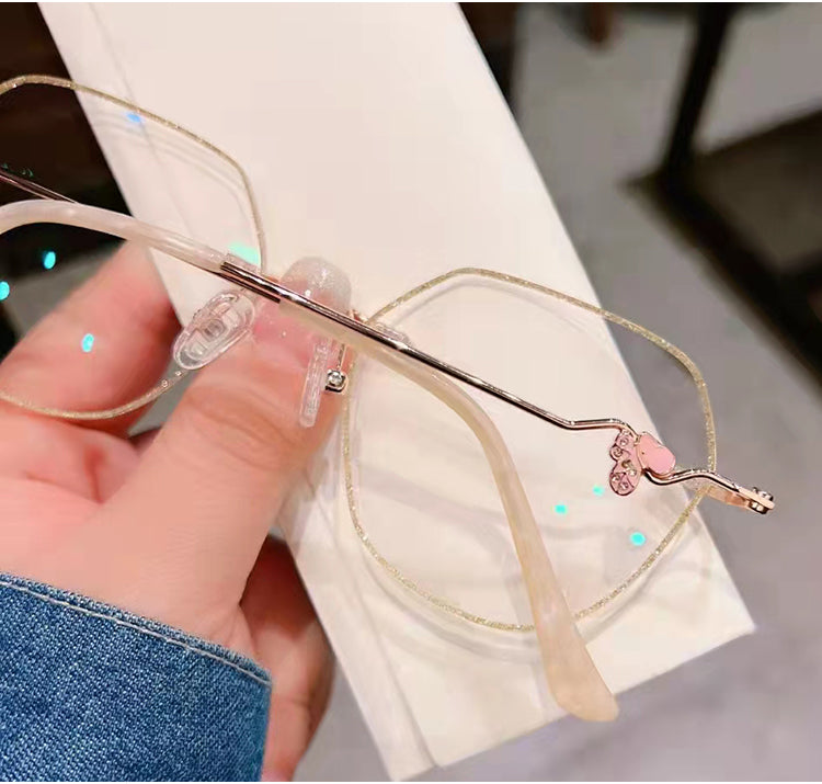 Model 8051 Big Size Women Myopia Glasses Frame with Butterfly Decoration Eyeglasses Oversized Blue Light Computer Eyewear Transparent Lens