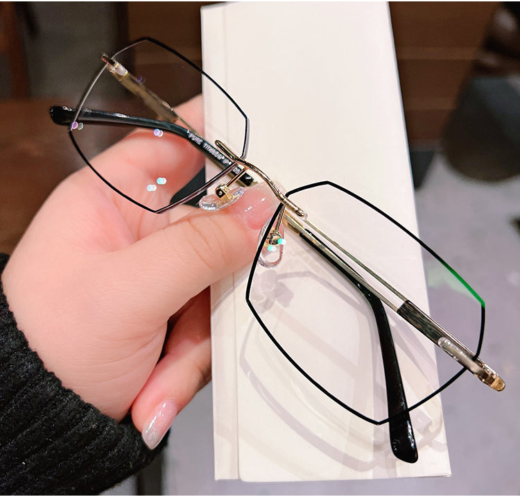 Model 8056 Wood Grain Titanium Frame Men Glasses Bamboo Pattern Myopia Eyeglasses Blue Light Prescription Decorative Plain Computer Eyewear