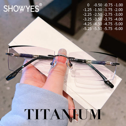 Model 8058 2022 Titanium Gentlemen Myopia Glasses For Men Rimless Eyeglass Blue Light Blocking Prescription Optical Lenses Ti Zero Eyewear