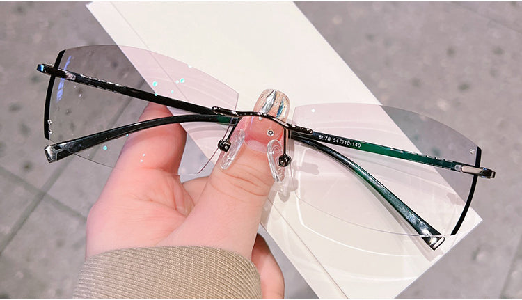 Model 8078 Casual Men Myopia Glasses Gentleman Rimless Eyeglasses Anti Blue Light Custom Optical Prescription Lens Male Computer Eyewear