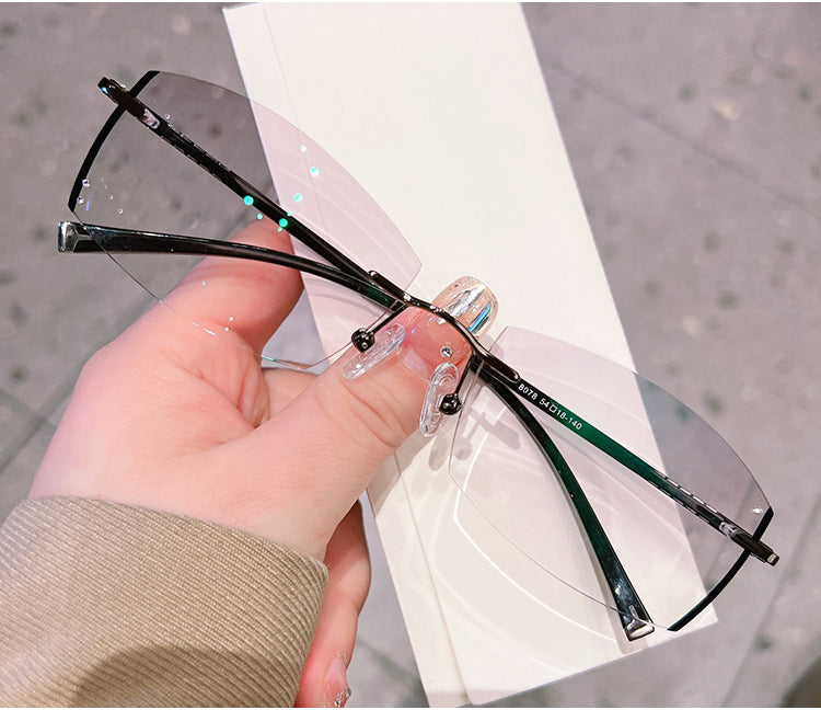 Model 8078 Casual Men Myopia Glasses Gentleman Rimless Eyeglasses Anti Blue Light Custom Optical Prescription Lens Male Computer Eyewear