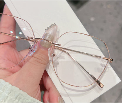 Model 8128 New Oversized Oval Anti Blue Light Prescription Women's Eyeglasses Ultralight and Simple Temples Myopia Zero Decorative Eyewear