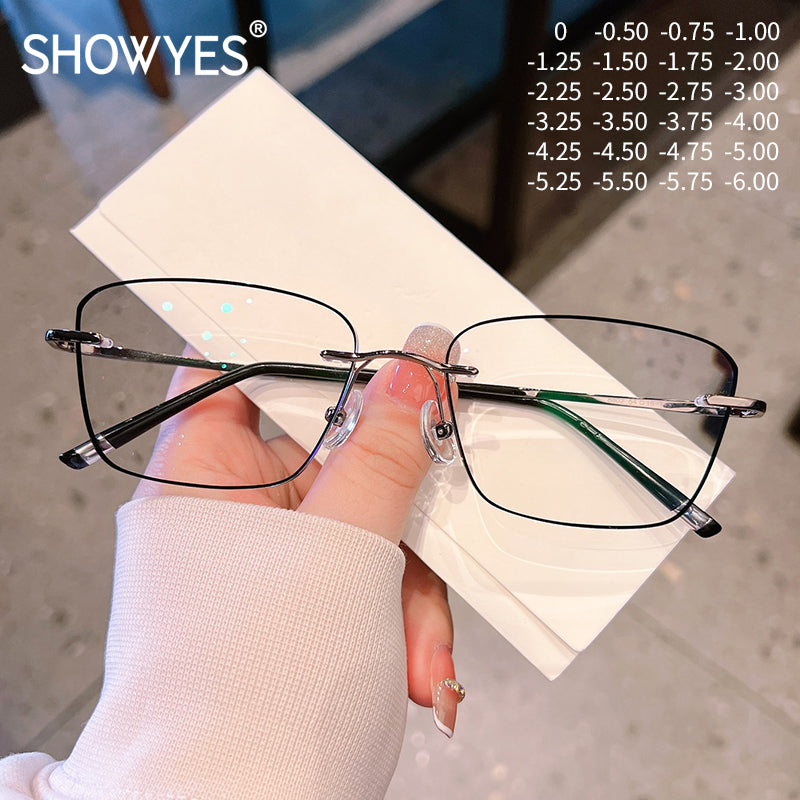 Model 8802 Casual Style Men Myopia Glasses Prescription Lens With Black Edge Rimless Eyglasses Anti Blue Light Optical Eyewear For Sight