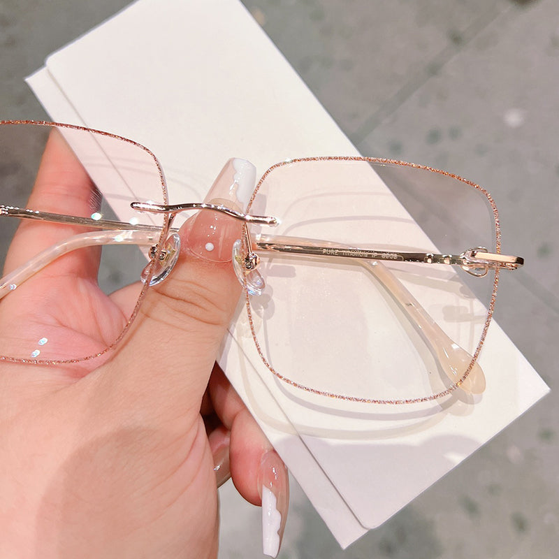 Model 8908 Titanium Anti Blue Light Myopia Women's Eyeglasses Oversized Square Prescription Glasses Crown Temples Ti Computer Lady Eyewear