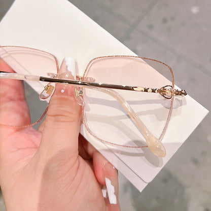 Model 8908 Titanium Anti Blue Light Myopia Women's Eyeglasses Oversized Square Prescription Glasses Crown Temples Ti Computer Lady Eyewear