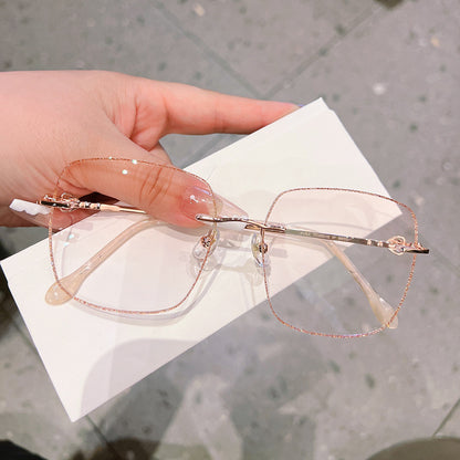 Model 8908 Titanium Anti Blue Light Myopia Women's Eyeglasses Oversized Square Prescription Glasses Crown Temples Ti Computer Lady Eyewear