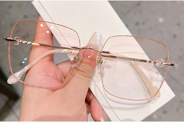 Model 8908 Titanium Anti Blue Light Myopia Women's Eyeglasses Oversized Square Prescription Glasses Crown Temples Ti Computer Lady Eyewear